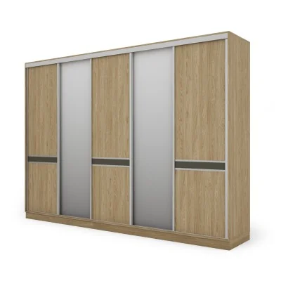 Szafa przesuwna 340x244 cm dąb olejowany 2 lustra - Morvello | eMeblast