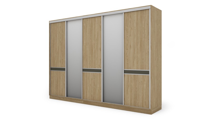 Szafa przesuwna 340x244 cm dąb olejowany 2 lustra - Morvello | eMeblast