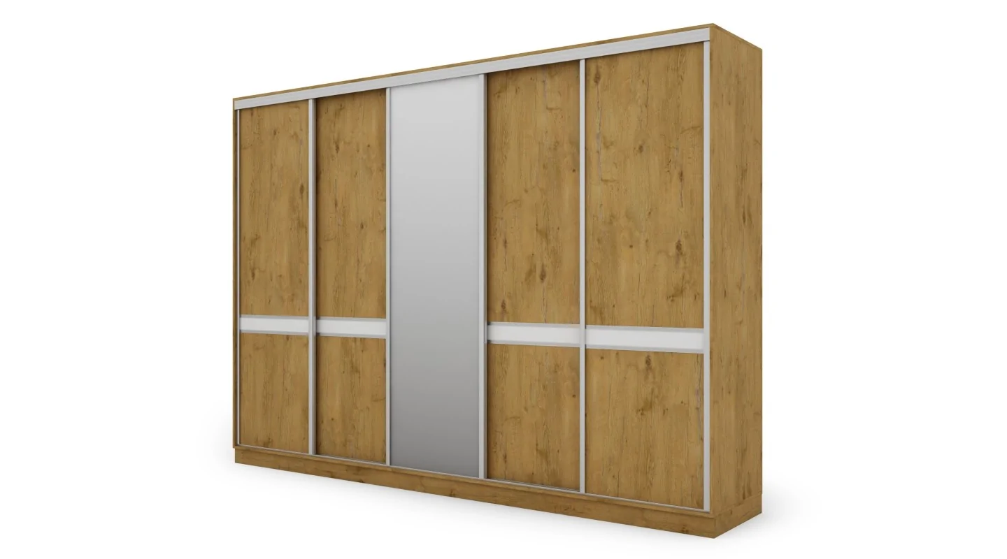 Szafa przesuwna 340x244 cm dąb lancelot z lustrem - Morvello | eMeblast