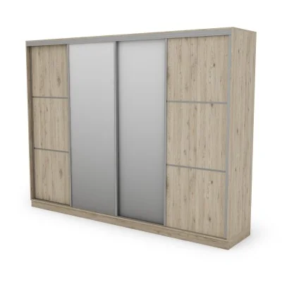 Szafa przesuwna 320x244 cm dąb bordeaux 2 lustra - Varento | eMeblast