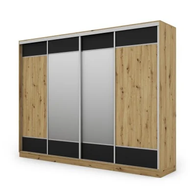 Szafa przesuwna 320x244 cm dąb artisan czarny 2 lustra - Varento | eMeblast