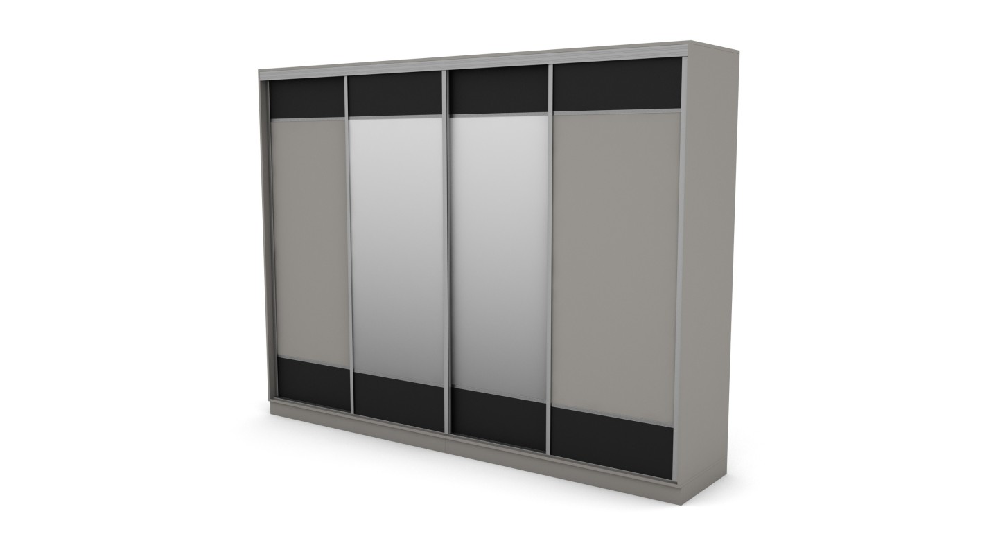 Szafa przesuwna 320x244 cm szary czarny 2 lustra - Varento | eMeblast