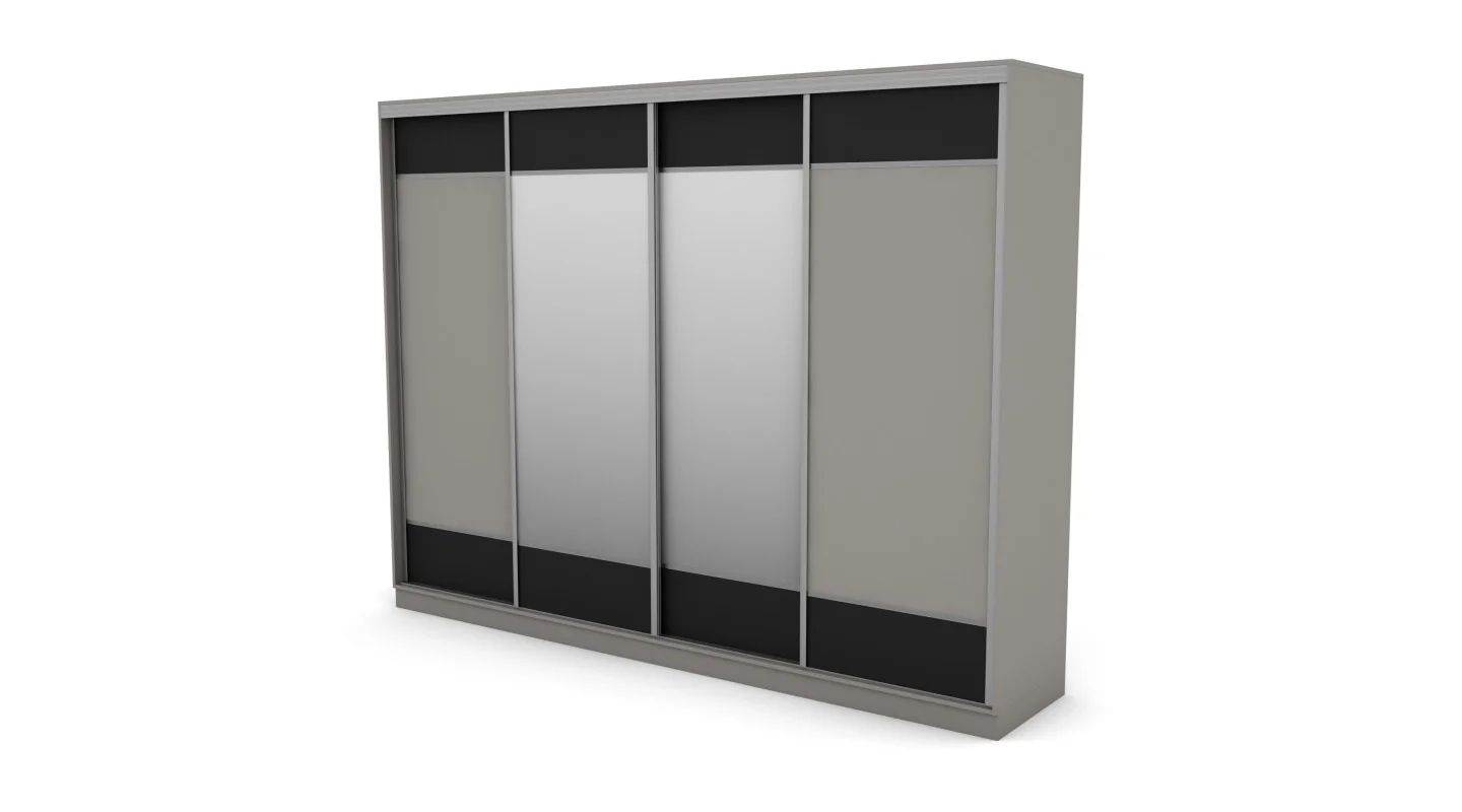 Szafa przesuwna 320x244 cm szary czarny 2 lustra - Varento | eMeblast