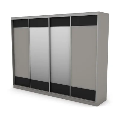 Szafa przesuwna 320x244 cm szary czarny 2 lustra - Varento | eMeblast