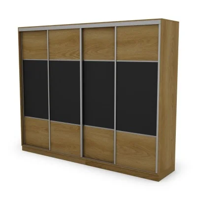 Szafa przesuwna 300x244 cm dąb karmel czarny - Grandero | eMeblast