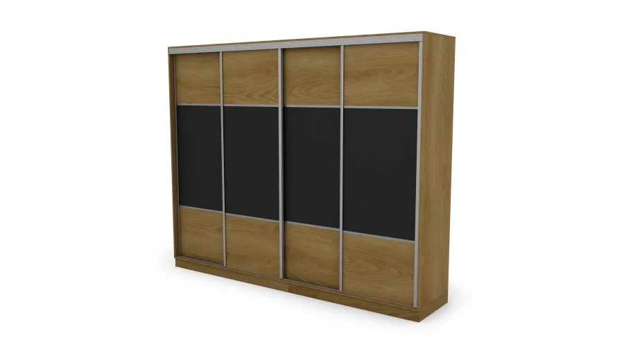 Szafa przesuwna 300x244 cm dąb karmel czarny - Grandero | eMeblast Szafa przesuwna 300x244 cm dąb karmel czarny - Grandero | eMeblast