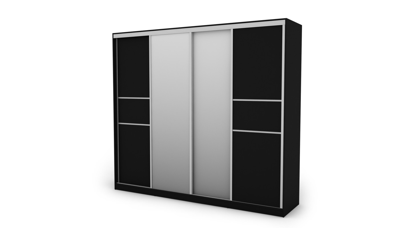 Szafa przesuwna 276x244 cm czarna z 2 lustrami – Arvenzo | eMeblast
