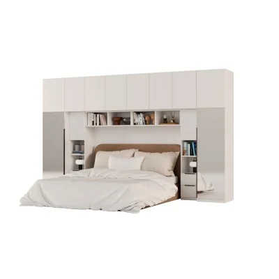Zabudowa do sypialni 364x225 cm Biel Kredowa z 2 lustrami – SARA | eMeblast