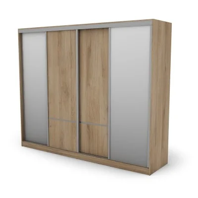 Szafa przesuwna 268x220 cm dąb Lorenzo z 2 lustrami – Virello | eMeblast
