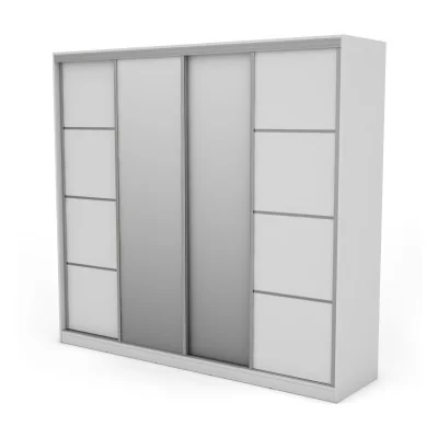 Szafa przesuwna 260x240 cm biała z 2 lustrami – Maxdoro | eMeblast