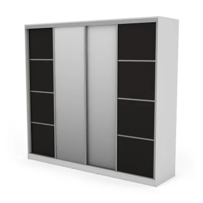 Szafa przesuwna 260x240 cm biała / czarna z 2 lustrami – Maxdoro | eMeblast