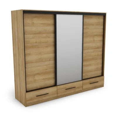 Szafa przesuwna 250x216 cm dąb Riva z lustrem i szufladami – Extaro | eMeblast
