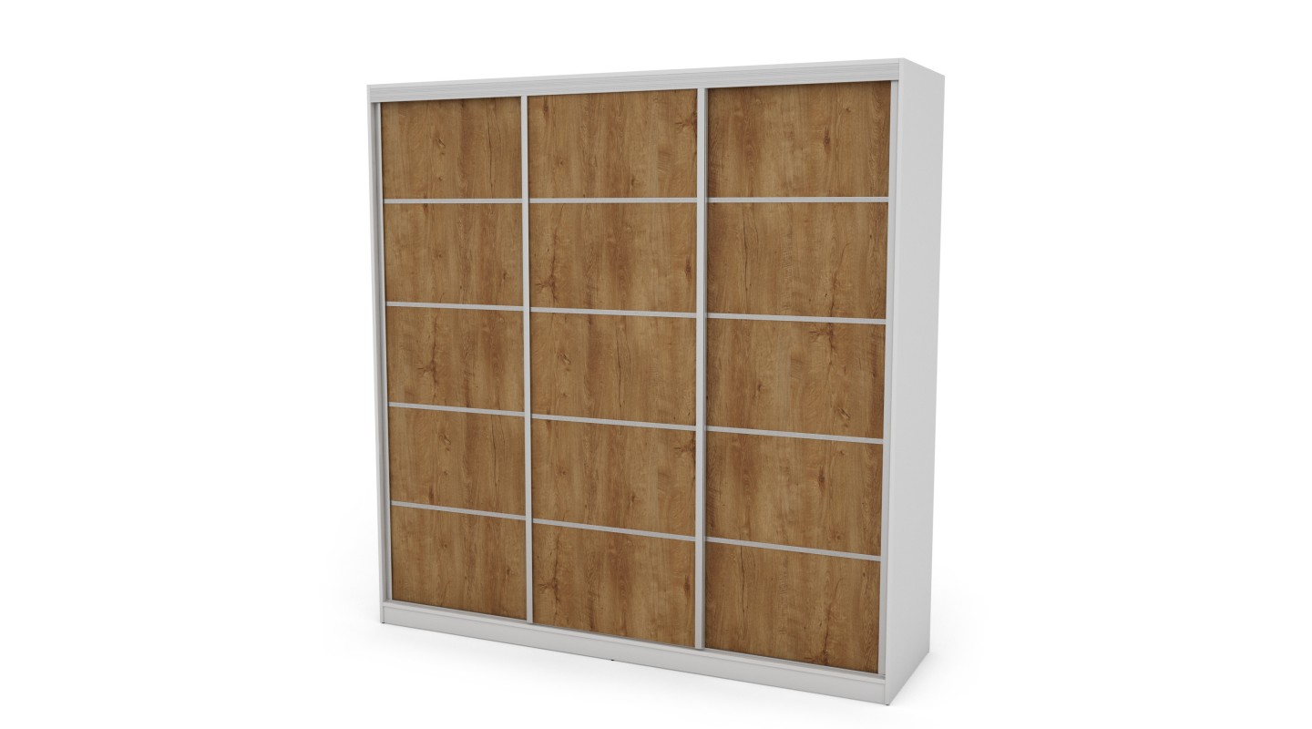 Szafa przesuwna 240x240 cm biel / dąb Lefkas z szufladami – Monvero | eMeblast