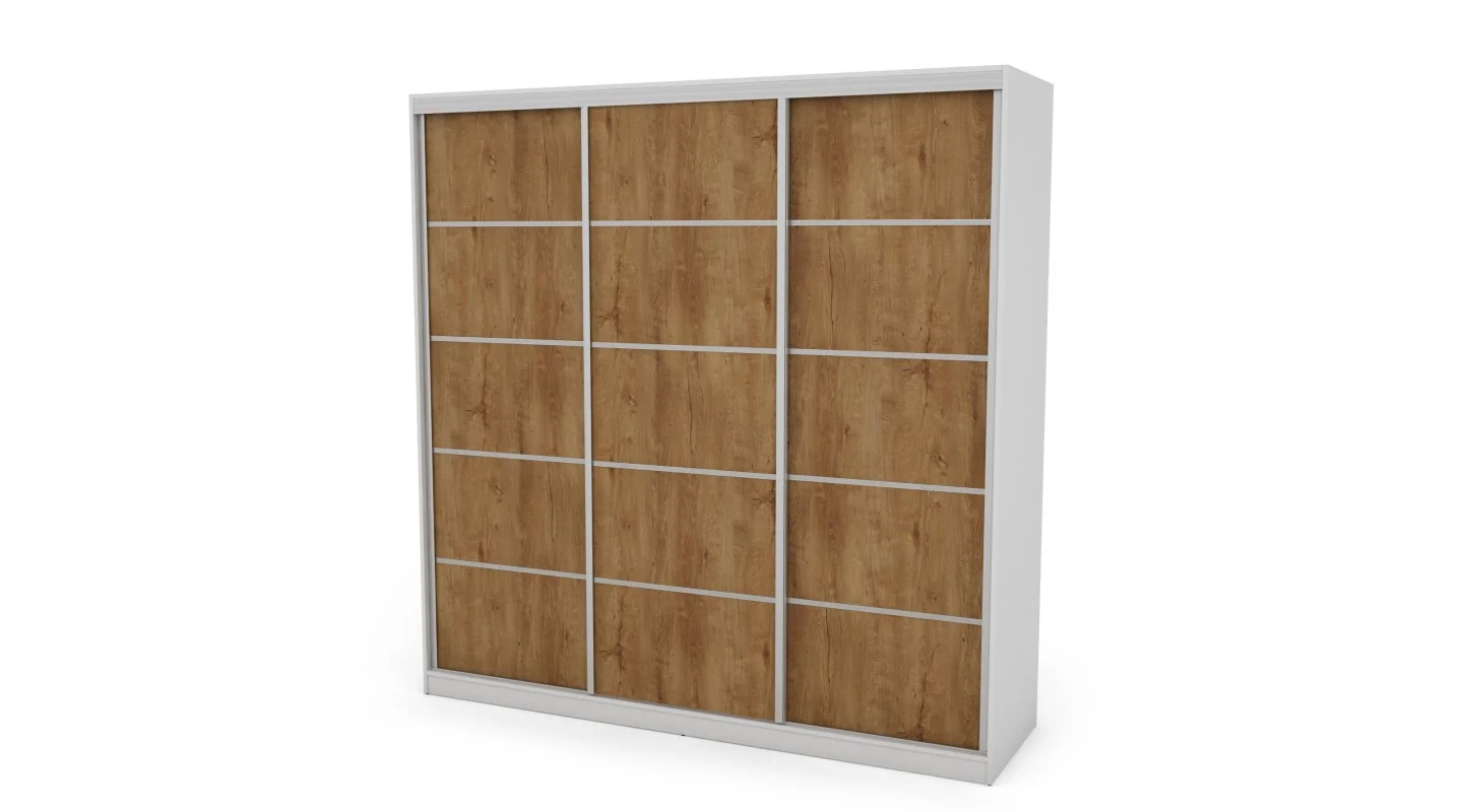 Szafa przesuwna 240x240 cm biel / dąb Lefkas z szufladami – Monvero | eMeblast