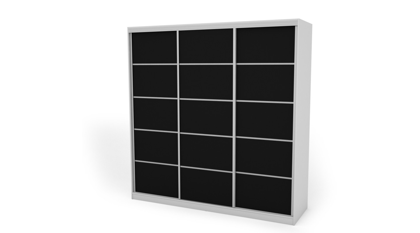 Szafa przesuwna 240x240 cm biel / czarna z szufladami – Monvero | eMeblast