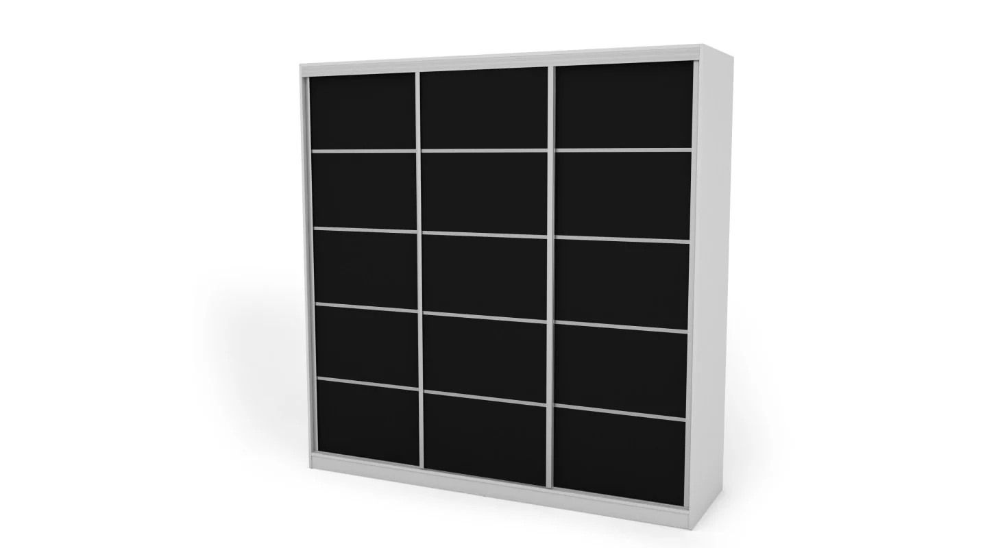 Szafa przesuwna 240x240 cm biel / czarna z szufladami – Monvero | eMeblast