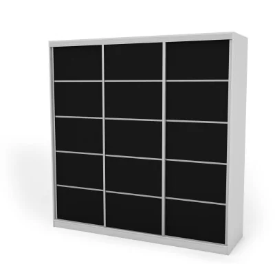 Szafa przesuwna 240x240 cm biel / czarna z szufladami – Monvero | eMeblast