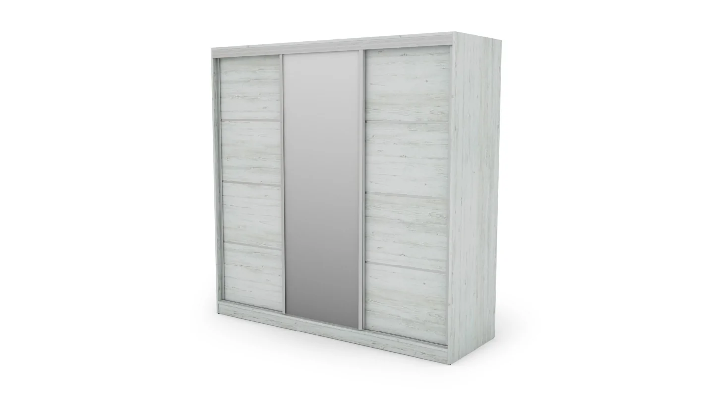 Szafa przesuwna 210x210 cm sosna Andersen z lustrem i szufladami – Virello | eMeblast