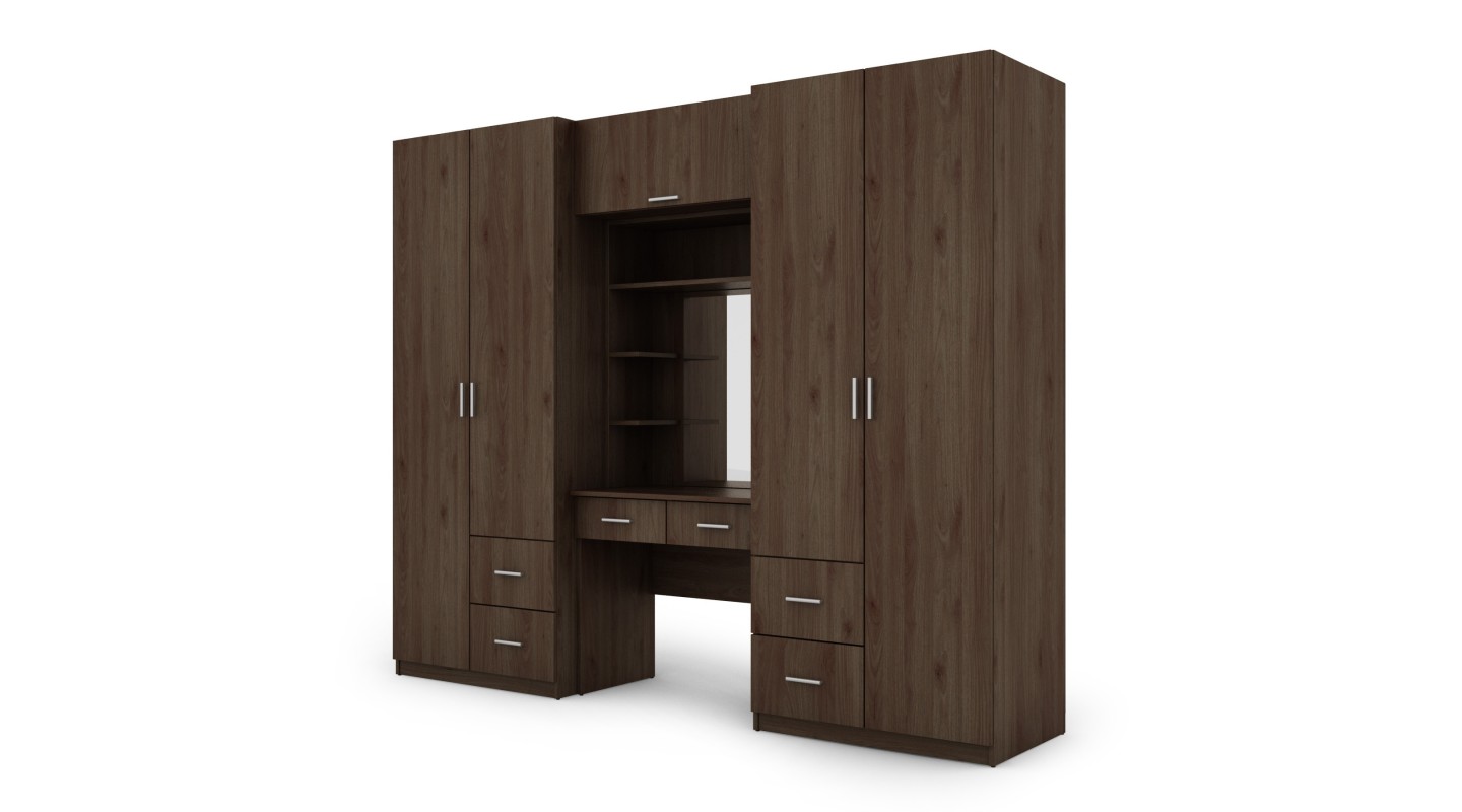 Szafa 255x210 cm orzech okapi z toaletką – Vanita | eMeblast Szafa 255x210 cm orzech okapi z toaletką – Vanita | eMeblast