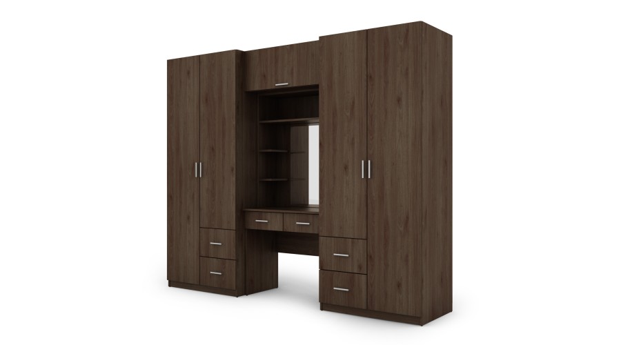 Szafa 255x210 cm orzech okapi z toaletką – Vanita | eMeblast Szafa 255x210 cm orzech okapi z toaletką – Vanita | eMeblast