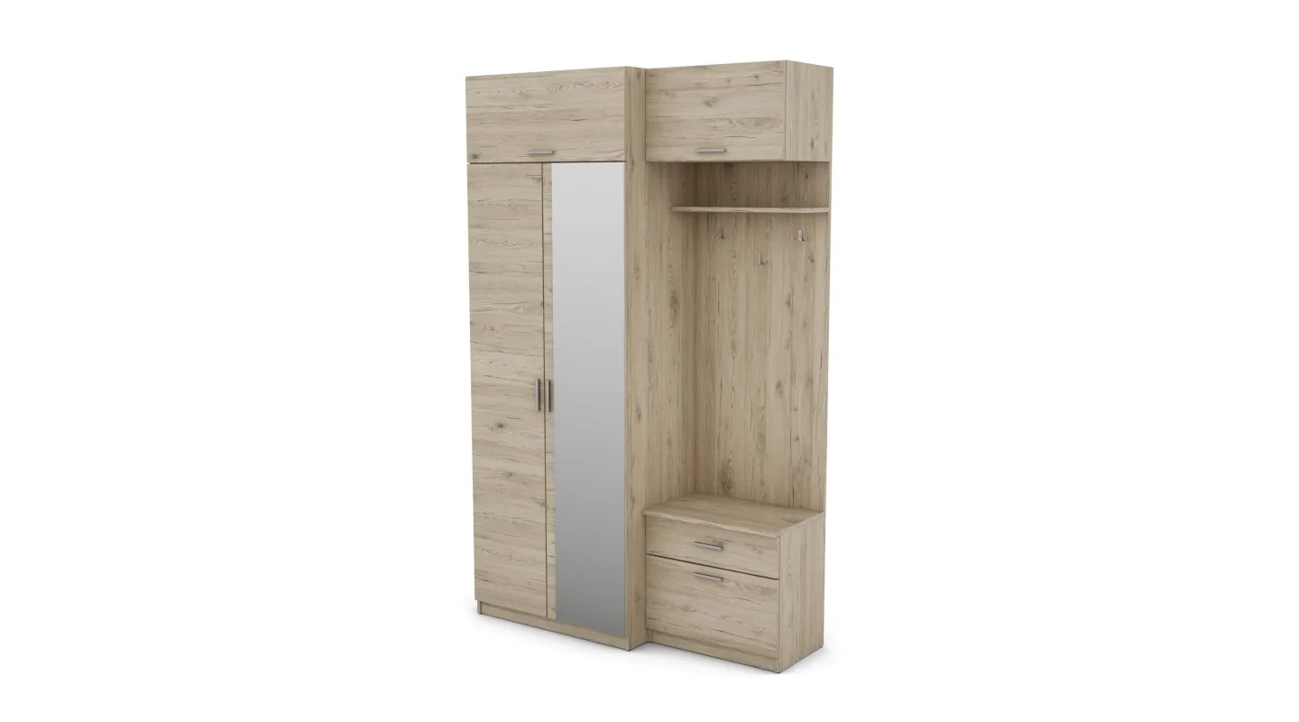 Przedpokój 140 cm dąb bordeaux lustro – Vestaro | eMeblast