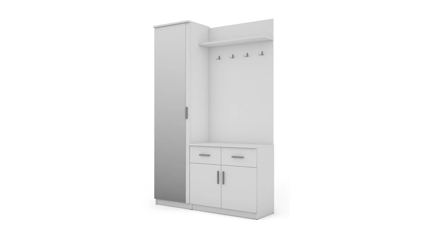 Przedpokój 130 cm biel lustro – Entrivo | eMeblast