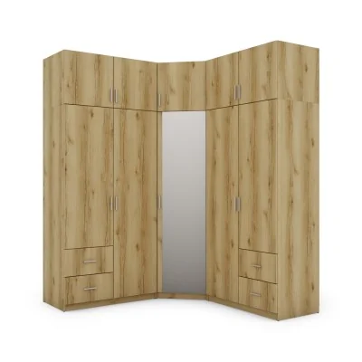 Szafa narożna 189x240 cm dąb grand naturalny lustro – Corvado | eMeblast