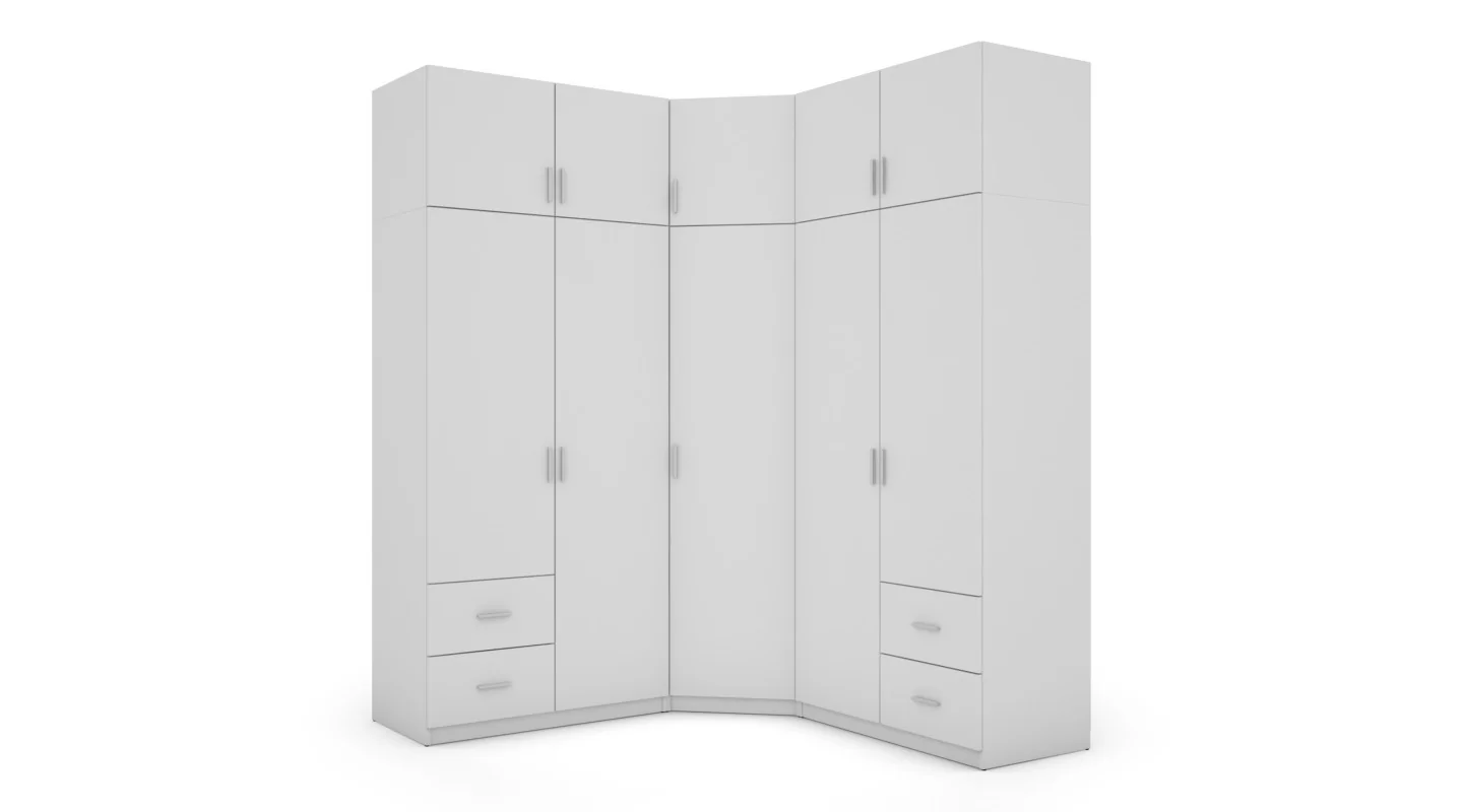 Szafa narożna 189x240 cm biel – Corvado | eMeblast Szafa narożna 189x240 cm biel – Corvado | eMeblast
