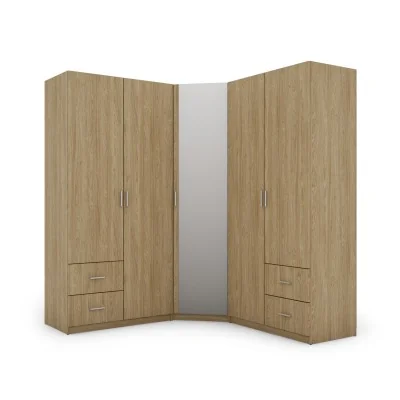 Szafa narożna 189x214 cm dąb olejowany lustro – Cornero | eMeblast