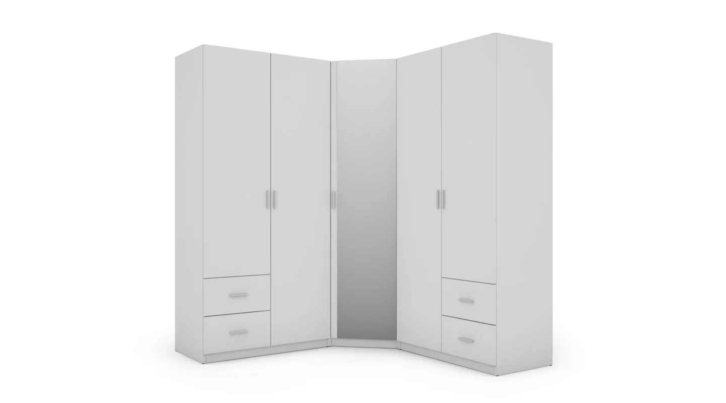 Szafa narożna 189x214 cm biel lustro – Cornero | eMeblast