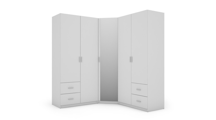 Szafa narożna 189x214 cm biel lustro – Cornero | eMeblast