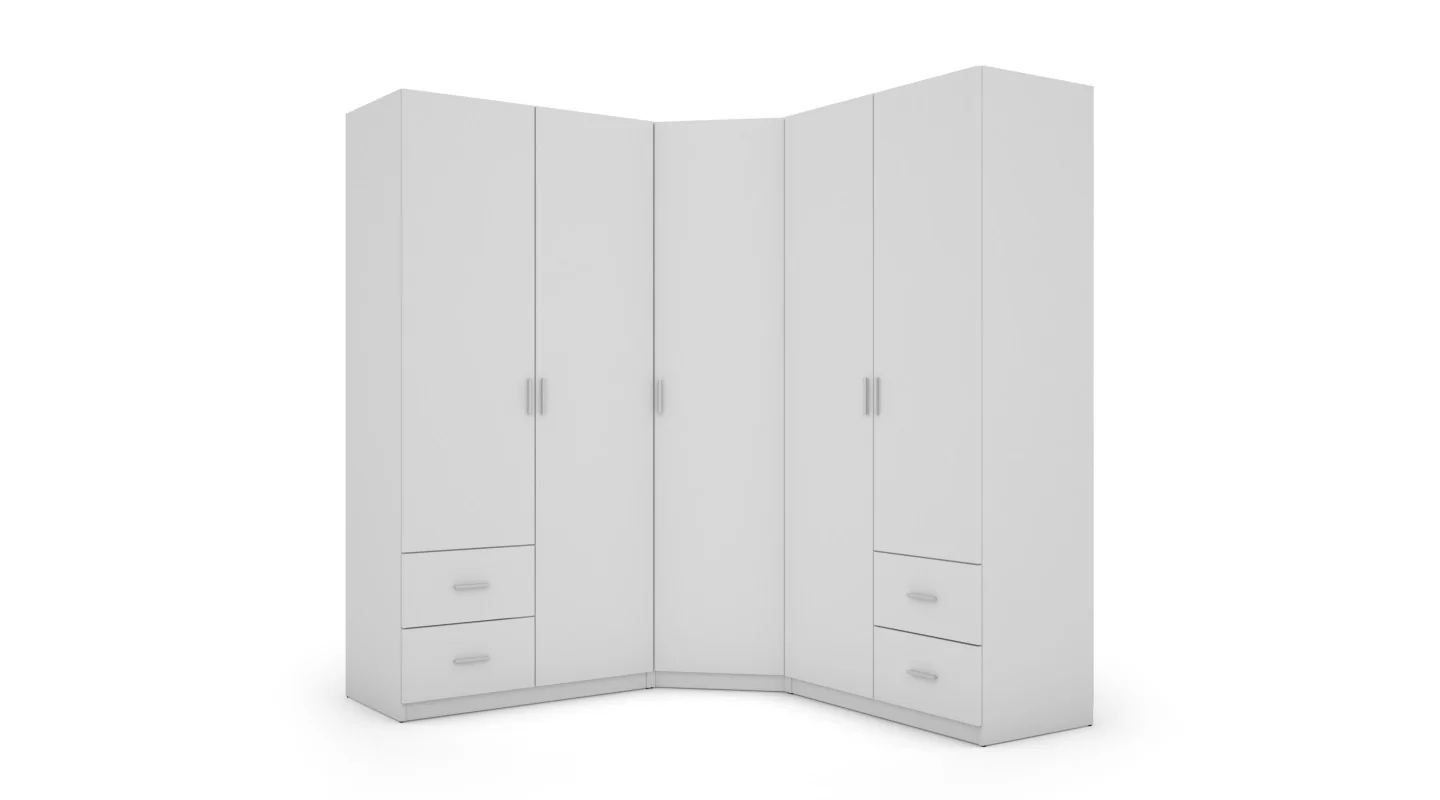 Szafa narożna 189x214 cm biel – Cornero | eMeblast Szafa narożna 189x214 cm biel – Cornero | eMeblast