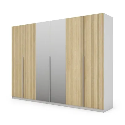 Szafa 300x220 cm biel dąb gaja lamele lustro – Modulor | eMeblast
