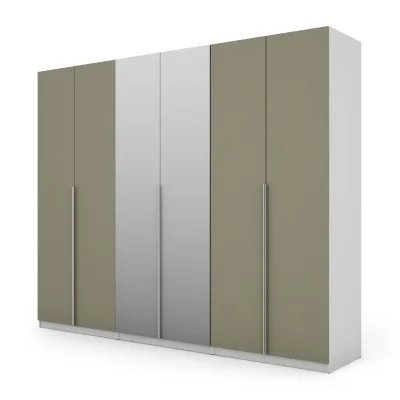 Szafa 282x230 cm biel eukaliptus lustro – Selvaris | eMeblast