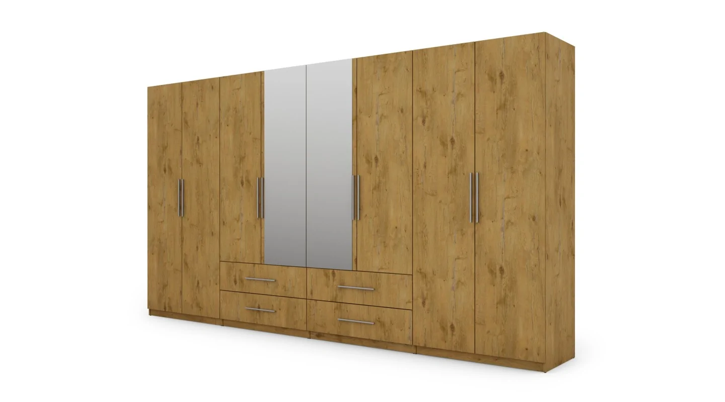 Szafa 400x220 cm dąb lancelot lustro – Luvano | eMeblast