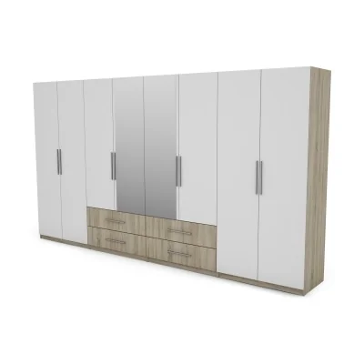 Szafa 400x220 cm sonoma jasna biel lustro – Luvano | eMeblast