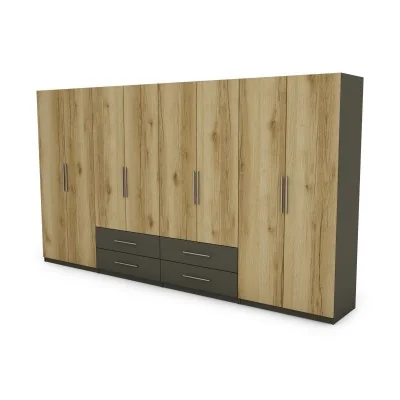 Szafa 400x220 cm grafit dąb grand naturalny – Luvano | eMeblast