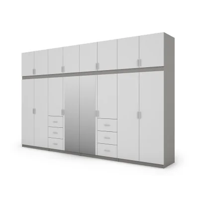 Szafa 380x240 cm szary platynowy biel lustro – Melvio | eMeblast