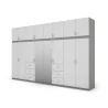Szafa 380x240 cm z lustrem szary platynowy biel – Melvio