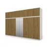 Szafa 380x240 cm z lustrem biel dąb karmel – Melvio