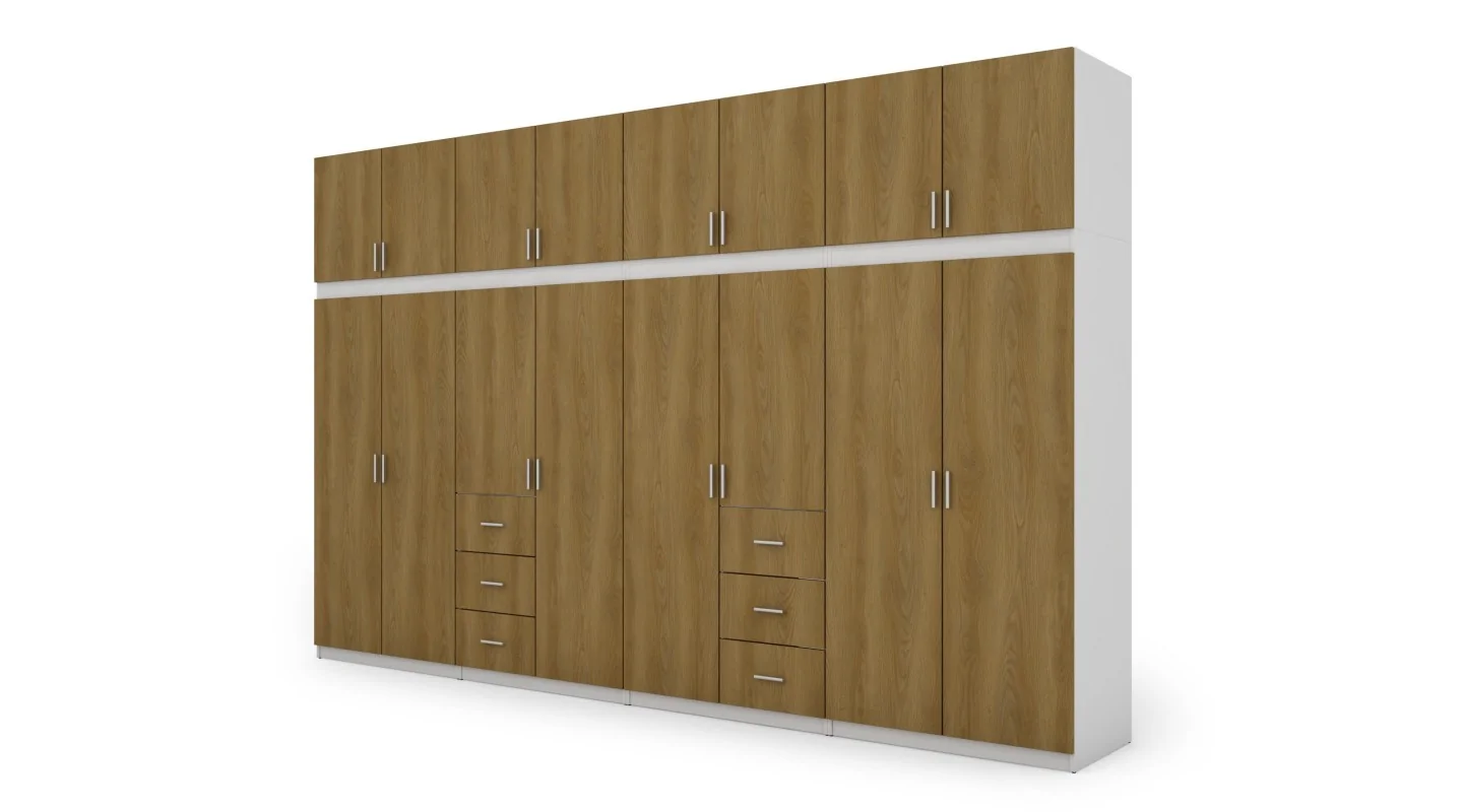Szafa 380x240 cm biel dąb karmel – Melvio | eMeblast