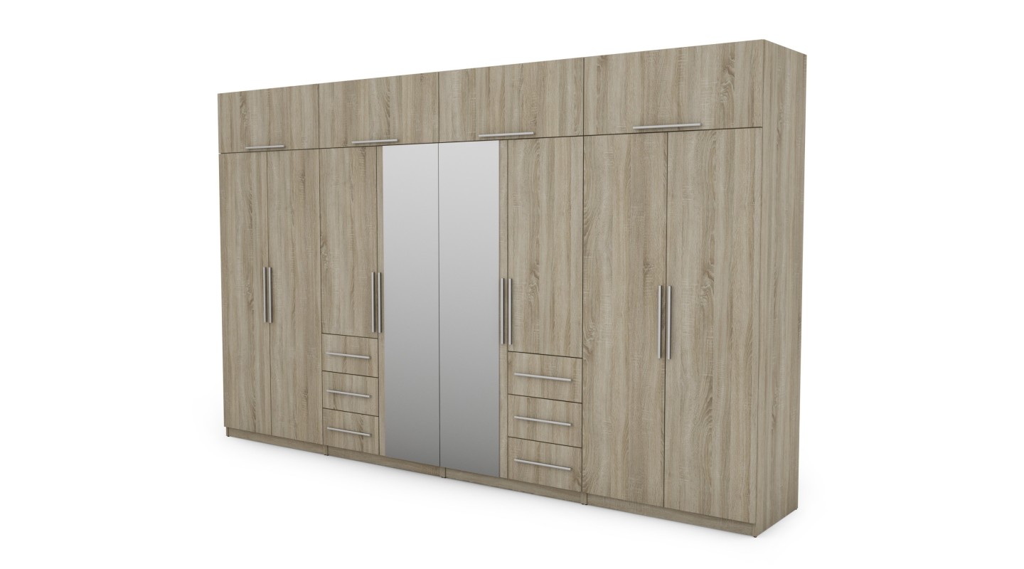 Szafa 360x220 cm sonoma jasna lustro – Sorelo | eMeblast Szafa 360x220 cm sonoma jasna lustro – Sorelo | eMeblast