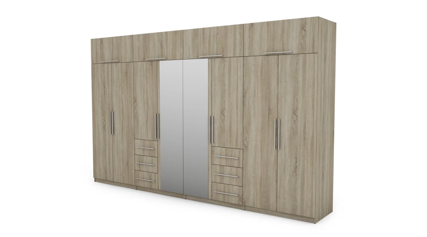 Szafa 360x220 cm sonoma jasna lustro – Sorelo | eMeblast
