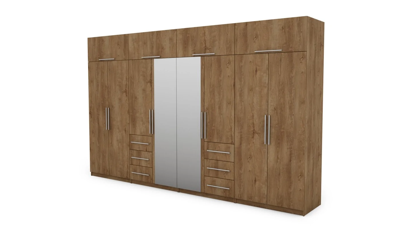 Szafa 360x220 cm dąb lefkas lustro – Sorelo | eMeblast