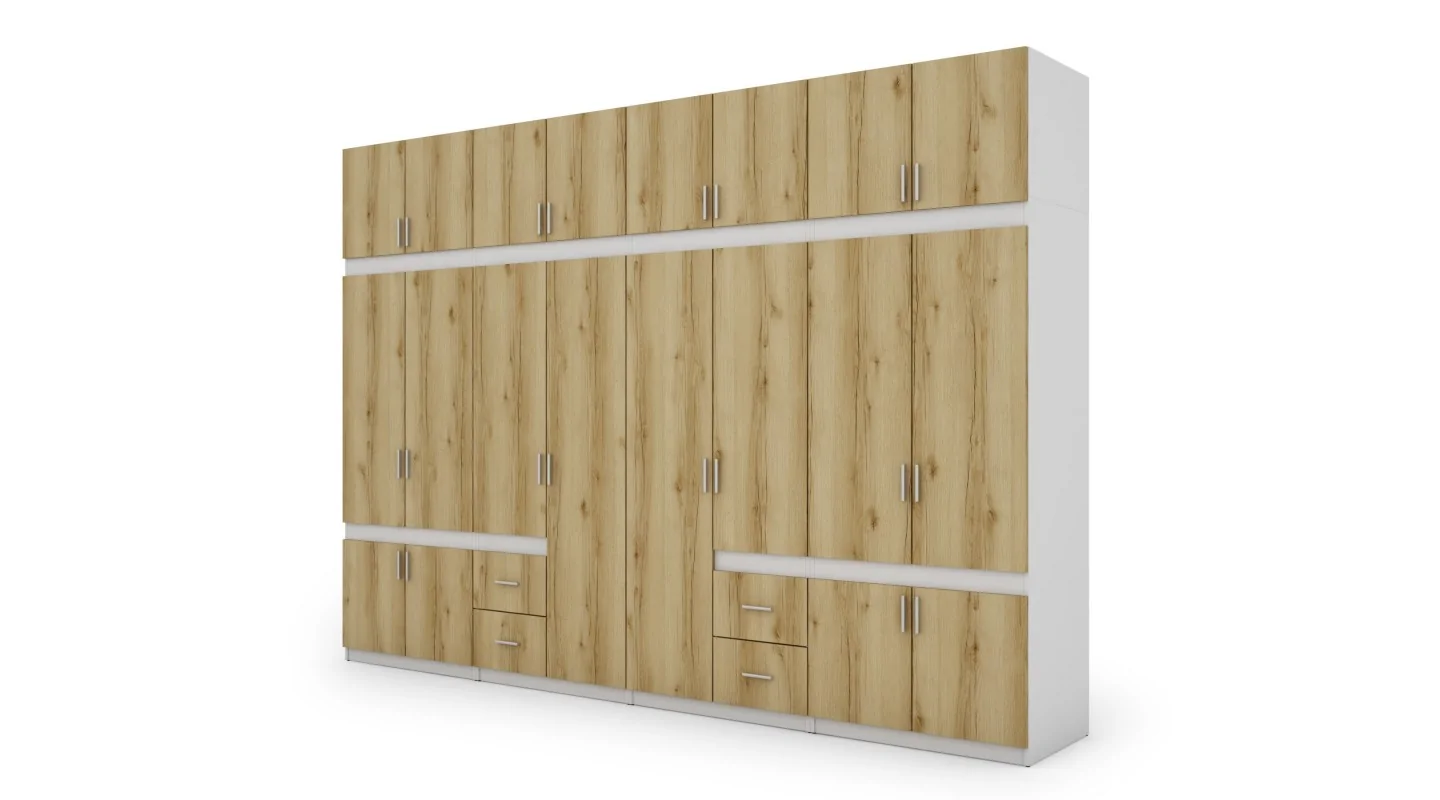 Szafa 340x240 cm biel dąb grand naturalny – Maxora | eMeblast