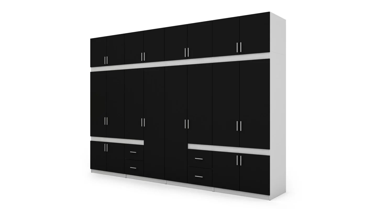 Szafa 340x240 cm biało czarna – Maxora | eMeblast