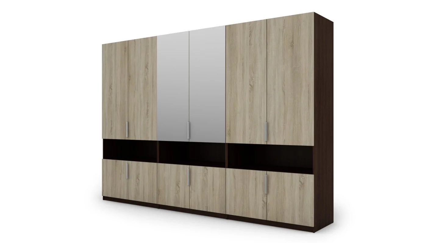 Szafa 330x230 cm sonoma jasna ciemna lustro – Expono | eMeblast