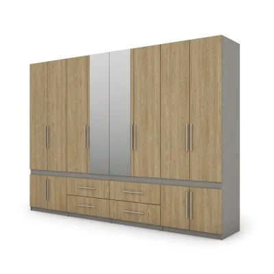 Szafa 320x230 cm szary platynowy dąb olejowany lustro – Accessa | eMeblast