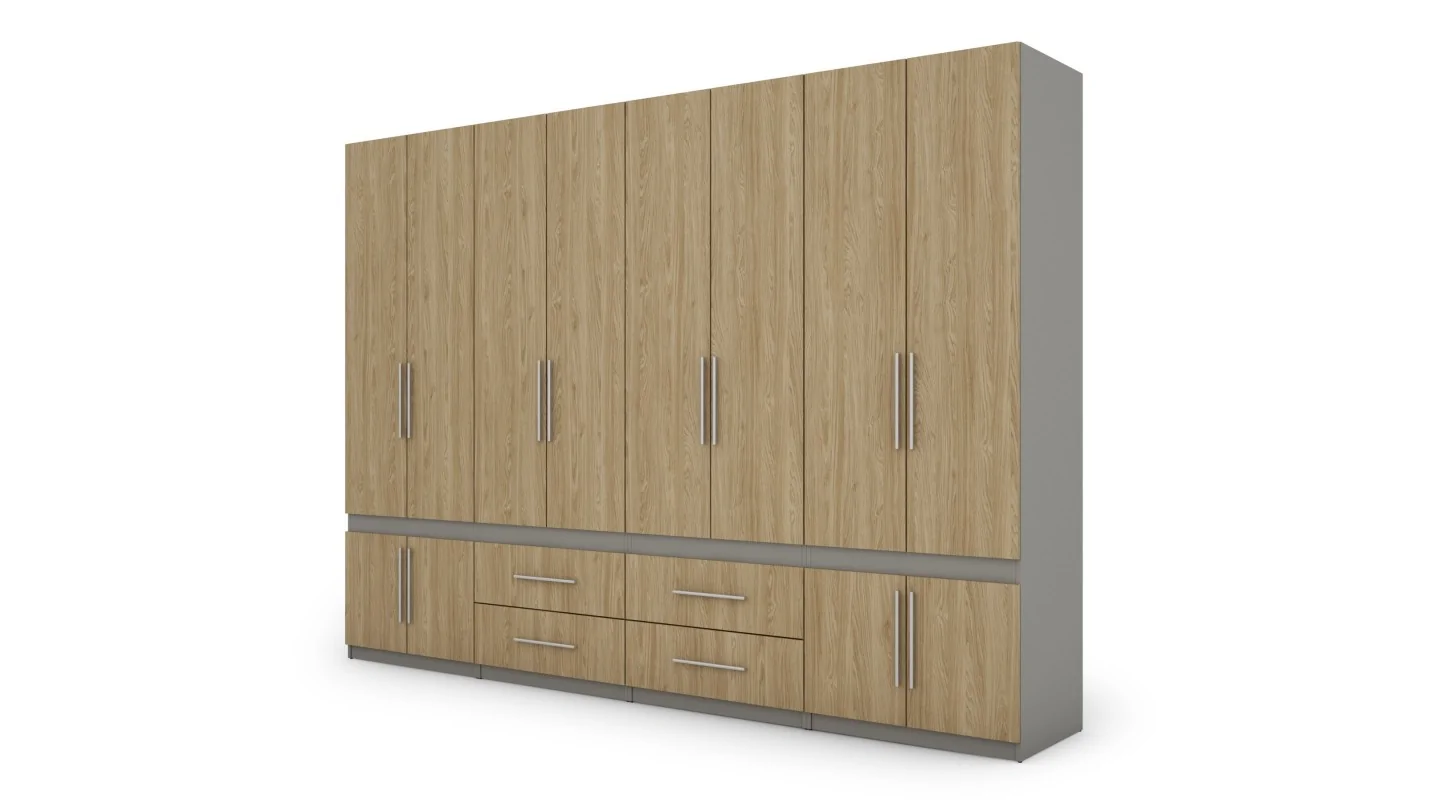 Szafa 320x230 cm szary platynowy dąb olejowany – Accessa | eMeblast Szafa 320x230 cm szary platynowy dąb olejowany – Accessa | eMeblast