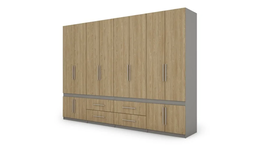 Szafa 320x230 cm szary platynowy dąb olejowany – Accessa | eMeblast Szafa 320x230 cm szary platynowy dąb olejowany – Accessa | eMeblast